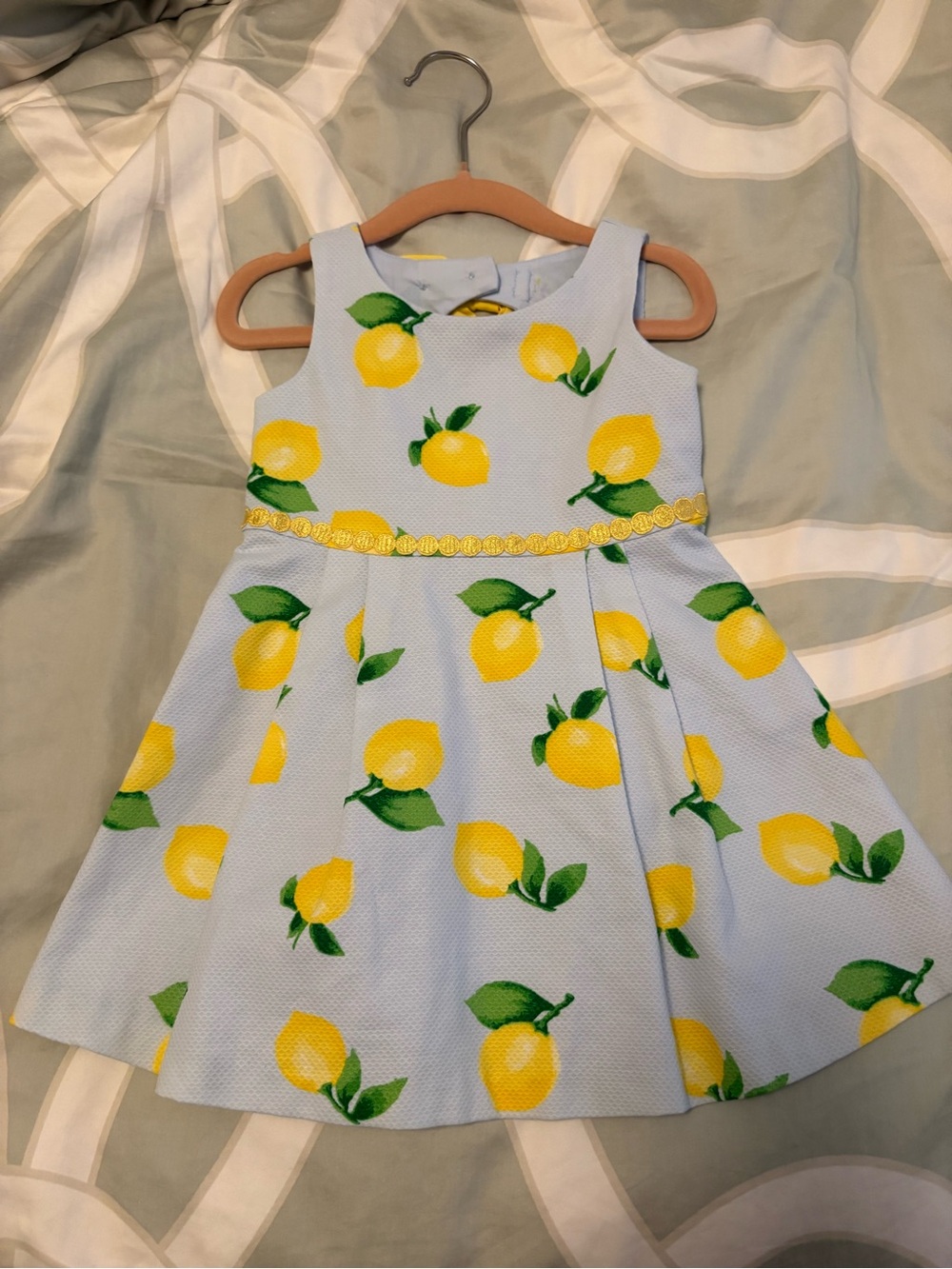 Janie and Jack Blue Dress with Yellow Lemon Print